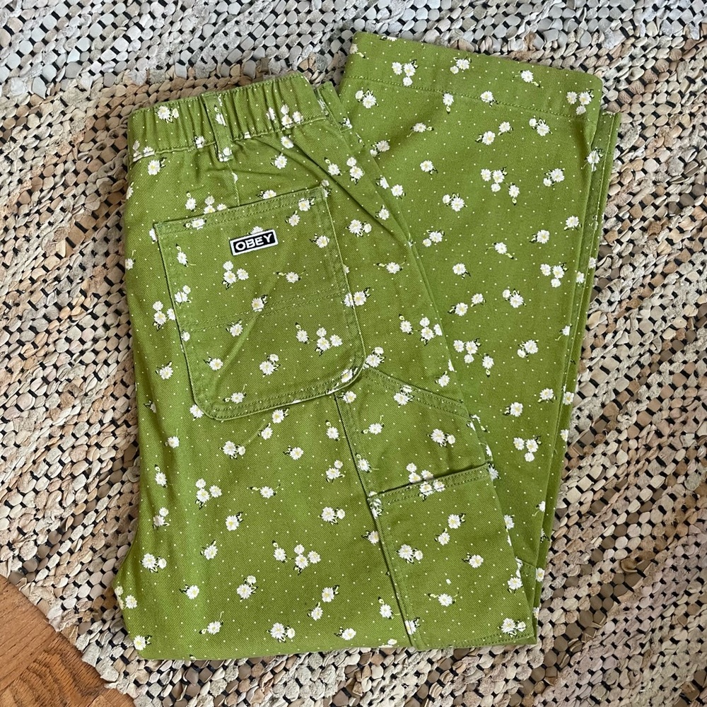 Obey Studio Green Floral Work Pants